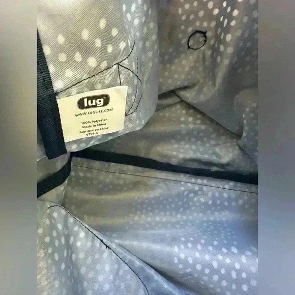 Lug Packable Tote Bag Blue Polka Dots Travel Foldable and Lightweight - Picture 7 of 7